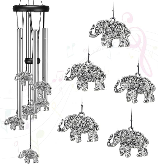 Virekm Windchimes Outdoors Clearance, Aluminum Metal Wind Chime for Outside Sympathy Hanging Wind Chimes for Patio Decoration, Garden Decor. Zen Garden Decor,Gifts for Women（Elephant）