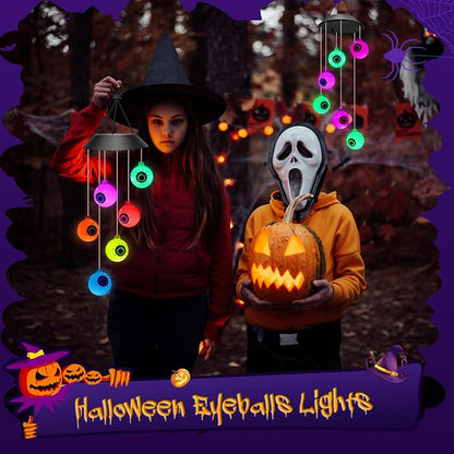 Winzwon Halloween Decorations Outside Solar Outdoor Lights Waterproof Eyeballs Wind Chimes for Party Yard Porch Patio Home Window Indoors Hanging Mobile Decor | Waterproof Eyeballs Decor Wind Chimes for Party Yard Porch Patio Home Window Indoors Hangin...