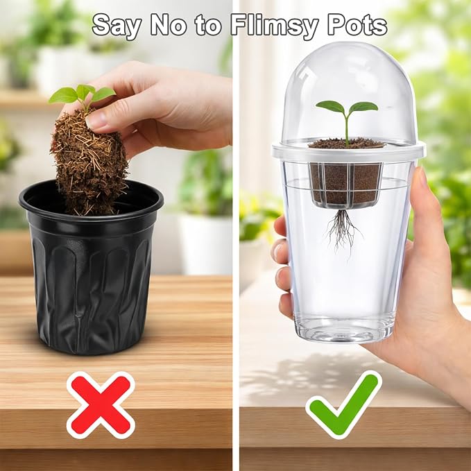 12 Pack 5in1 Seed Starter Cup Kit With Dome,Propagation Cups Self Watering, Table Top Mini Greenhouse Hydroponics Growing System Kit,Plant Lover Gardening Essentials,Indoor Herb Garden,Root Monitoring