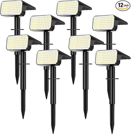LANSOW Solar Spot Lights Outdoor Waterproof IP67, (8 Pack/90 LED/4 Modes) Solar Landscape Spotlights, 2-in-1 Solar Powered Flood Lights for Yard Garden Pathway Outside Tree, Auto ON/Off(Cool White)