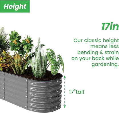 Raised Garden Bed Kit 8×2×1.4 FT Magnesium-Aluminum-Zinc Stainless Steel Metal Planter Box for Planting Outdoor Plants Vegetables (Gray)