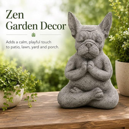 Meditating Buddha Bulldog Statue-Cute Funny Zen Animal Tabletop Decor for Home and Garden for Patio Lawn Yard Porch Ornament Garden Gift