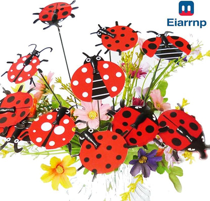 3D Decorative Ladybug Stakes Garden Ladybird Decorations for Yard Patio Lawn Plant Flower Pot Decor, 20 Pcs