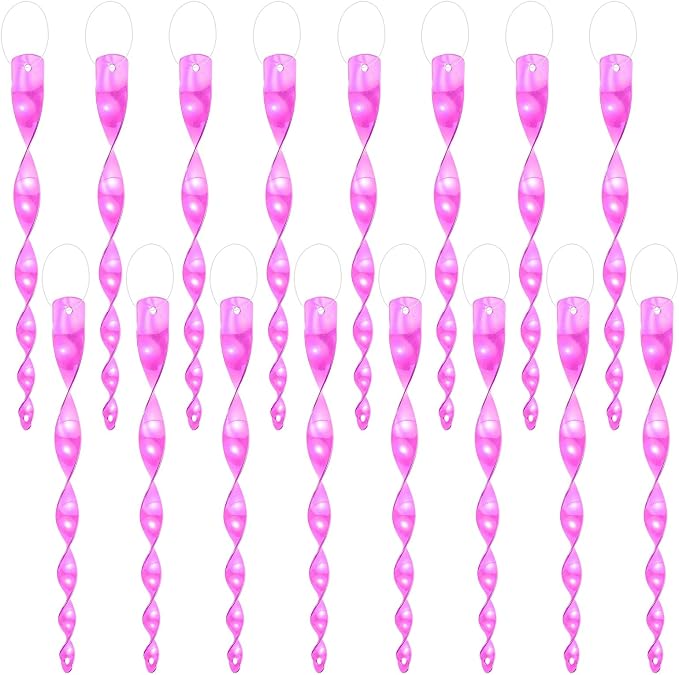 M METERXITY 16-Pack Bird Reflective Rods 11.5 Inch Spiral Bird Scare Rods Hanging Birds Deterrent Device for Yard/Patio/Garden/Farm/Decoration [Plum Red]