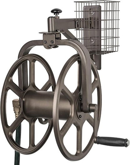 Liberty Garden 712 Single Arm Navigator Hose Reel and Flexzilla Garden Lead-in Hose with SwivelGrip