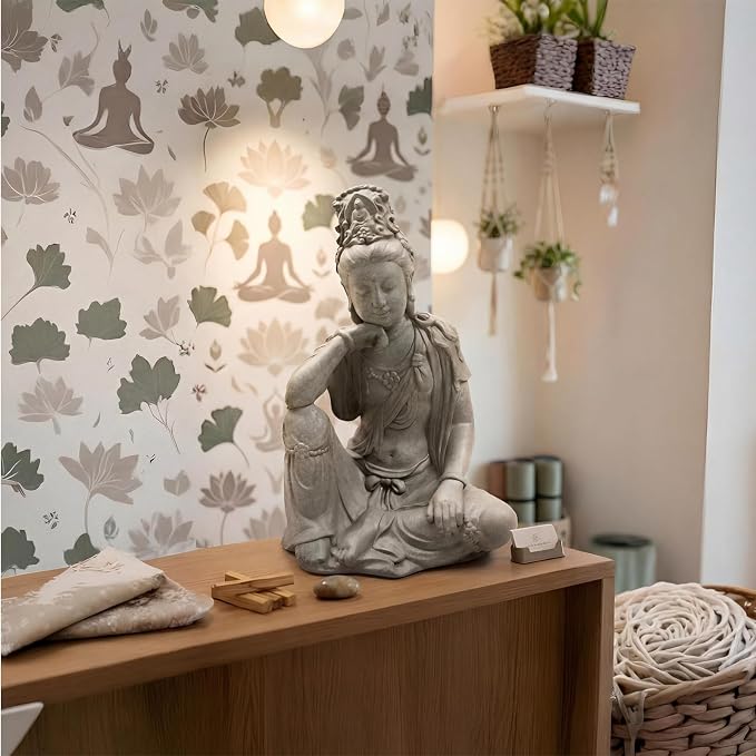 19" Guan Yin Buddha Statue for Home & Garden Zen Meditation Decor | Quan Yin | Kwan Yin | Female Buddha Figurine | Indoor & Outdoor Patio Decor | Spiritual Accent