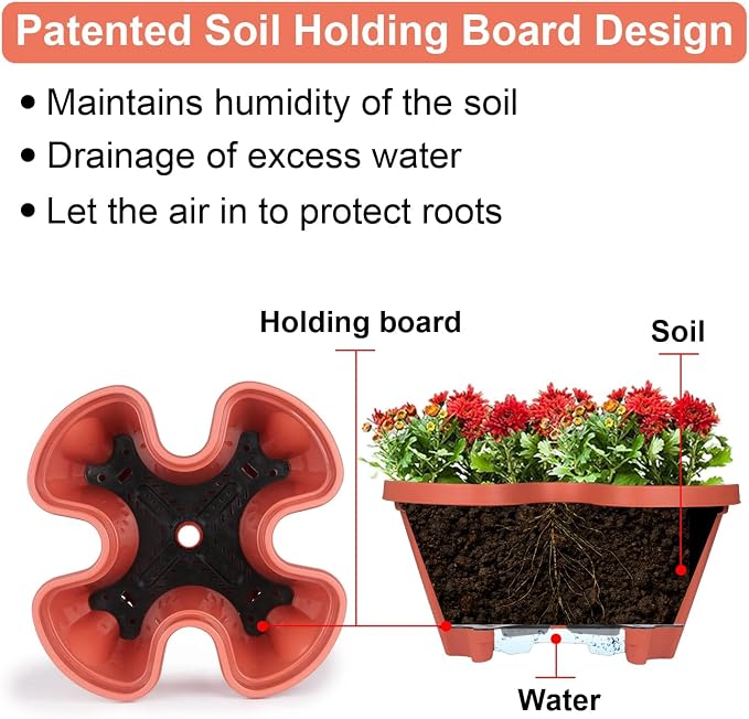 GameXcel Vertical Planter Tower - 7 Tier Stackable Garden Planters with Wheels and Tools Plant Pots for Strawberry Herb Flower and Vegetable Indoor Outdoor Use Red