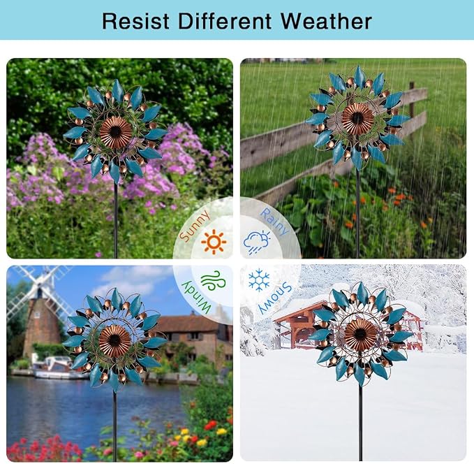 Stargarden Metal Wind Spinner, 13.7" Dia Outdoor Wind Spinners | Kinetic Garden Art & Outdoor Decoration for Yard