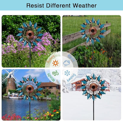 Stargarden Metal Wind Spinner, 13.7" Dia Outdoor Wind Spinners | Kinetic Garden Art & Outdoor Decoration for Yard