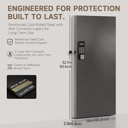 WeHere 120-Key Smart Key Lock Box with Key Management App(Track Key Borrow/Return), Keypad, Bluetooth & WiFi Unlock (Sold Separately), Wall-Mount Commercial Key Cabinet for School, Rental, Office