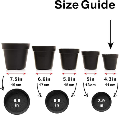 Mintra Garden Pots, 4 Pack Bulk Plastic Plant Pots with Drainage Tray, Round Indoor & Outdoor Decorative Planters with Drain Holes for Flowers, Herbs & Plants, 11cm Diameter – Purple, 4.3 in
