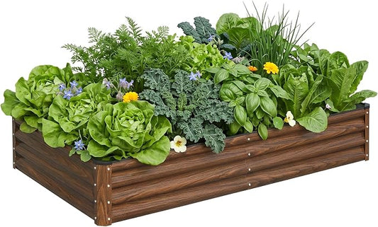 SnugNiture Galvanized Raised Garden Bed 6x3x1FT Outdoor Large Metal Planter Box Steel Kit for Planting Vegetables, Flowers