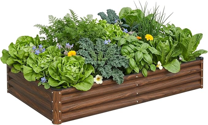 SnugNiture Galvanized Raised Garden Bed 8x4x1FT Outdoor Large Metal Planter Box Steel Kit for Planting Vegetables, Flowers
