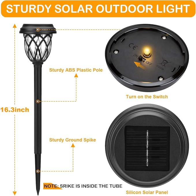Solar Outdoor Lights, IP65 Waterproof - Bright Solar Garden Lights for Patio, Yard, Driveway Decoration