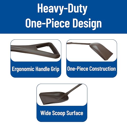 SPARTA Polypropylene Sanitary Shovel, One-Piece Molded Food and Ice Scoop for Commercial Kitchen and Bulk Ingredient Transfer, 10" x 13.75" Scoop, Brown