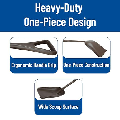 SPARTA Polypropylene Sanitary Shovel, One-Piece Molded Food and Ice Scoop for Commercial Kitchen and Bulk Ingredient Transfer, 10" x 13.75" Scoop, Brown (Pack of 3)