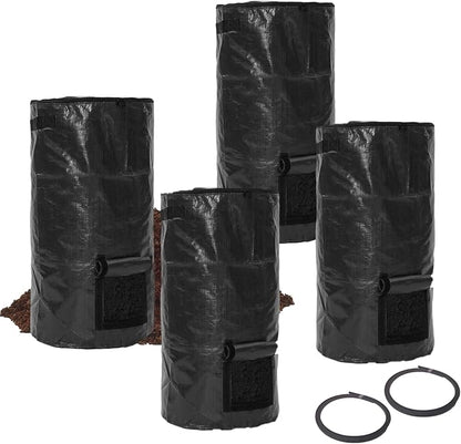 Compost Bin Bags 34 Gallon Garden Compost Bags Outdoor Reusable,Organic Waste Garden Yard Compost Bag Collapsible Leaf Lawn Bags Gardening Container (Black 4pcs)