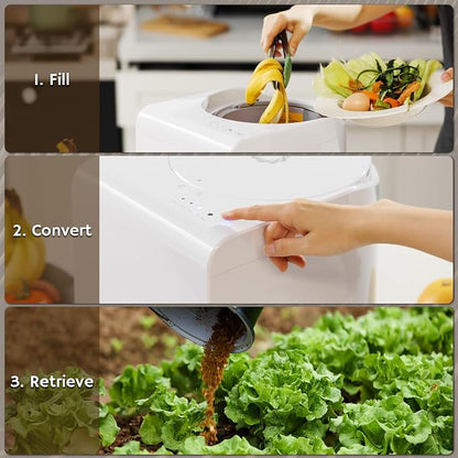 Airthereal Revive R500 Electric Kitchen Composter, SHARKSDEN® Tri-Blade, Pearl White