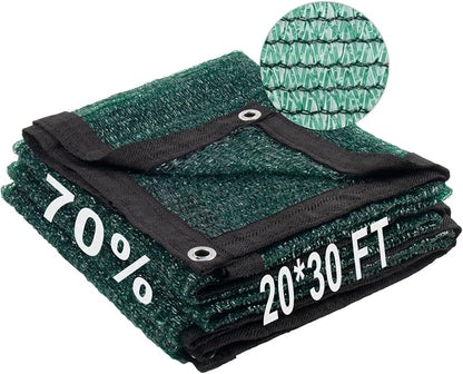 LOVE STORY 20x30FT 70% Dark Green Shade Cloth Sun Shade Net with Grommets Sunblock Net Mesh Tarp for Garden,Plants Cover,Greenhouse and Patio