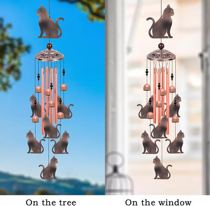 Outdoor Cat Wind Chimes, Gifts for Mom & Grandma & Family, Music Wind Catcher, Mobile Wind Bells, Memorial WindChimes, Blessing Windchime for Garden/Home/Balcony/Lawn/Yard/Indoor/Outside Decoration