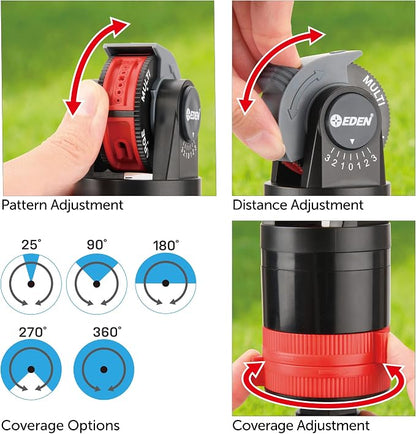 Eden 94152 PRO Heavy Weight Telescoping Tripod (5.37 lbs) Multi-Pattern Turbo Gear Drive Sprinkler, w/Quick Connect Starter Kit, 360 Degree Coverage