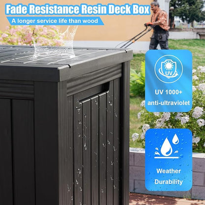 Outdoor Storage Box, 200 Gallon Waterproof Deck Box, Premium Hydraulic Cushion Storage Chest, High-Load Lockable Two-Seater Patio Storage Bench, Large Country Estate, Black