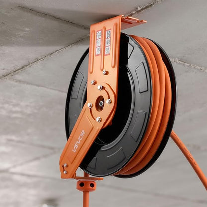 VEVOR Retractable Air Hose Reel, 1/2 Inch x 50 FT Rubber Air Hose Max 300PSI, Auto Rewind Air-Compressor Hoses Reel with 5 ft Lead in, Ceiling/Wall Mount for Garage Workshops