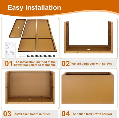 32"x16"x16" Corten Steel Planter Box, Heavy-Duty Rust Resistant Steel Planter with Drainage Hole, Modern Rectangular Metal Planter for Outdoor Indoor Patio Garden Yard
