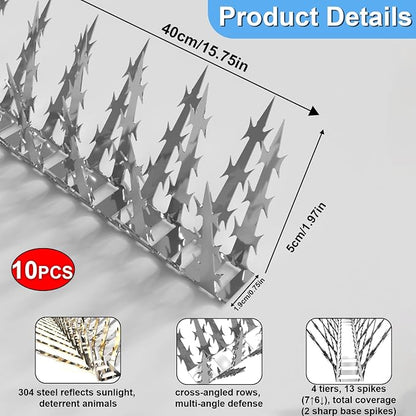 Bird Spikes Squirrel Proof Baffle for Bird Feeders, 158 Inch Avoid Climb Spikes for Outside, Fence, Garden, Tree, Roof, Deterrent Spikes for Squirrel, Raccoon, Pigeon, Cat, Stainless Steel Barb Spikes