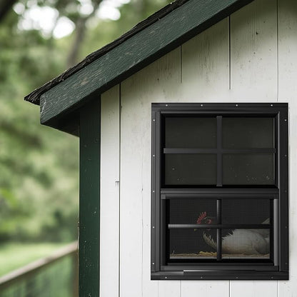 2 Pack Shed Windows 18" W x 23" H Flush Mount, Black Household Windows for Playhouses, Barns, Chicken Coop