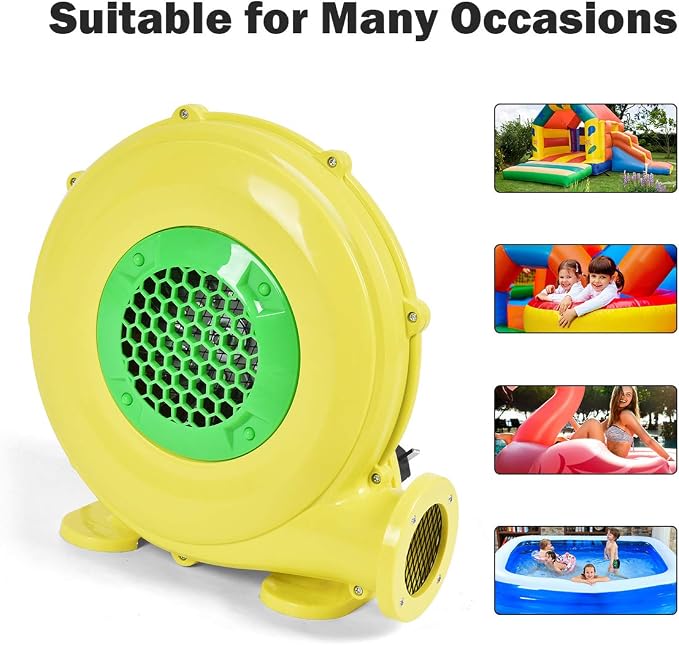 COSTWAY Bounce House Blower 480 Watt 0.64HP for Inflatable Bounce House Bouncy Castle,Yellow/green