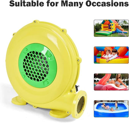COSTWAY Bounce House Blower 480 Watt 0.64HP for Inflatable Bounce House Bouncy Castle,Yellow/green