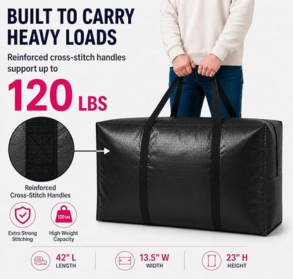 Extra Large Storage Bags, Jumbo Moving Tent Storage Bags, Foldable Big Turquoise XXL Duffle Bag for Travel,Christmas Tree Bag, 42x23x13.5inch - 2PACK