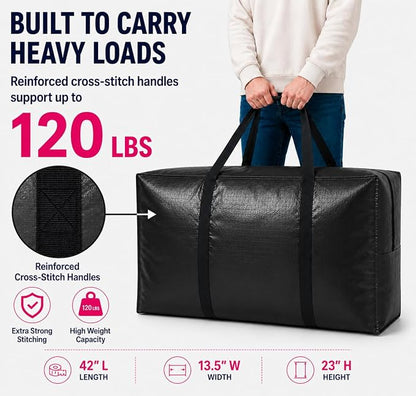 Extra Large Storage Bags, Jumbo Moving Tent Storage Bags, Foldable Big Blue XXL Duffle Bag for Travel,Christmas Tree Bag, 42x23x13.5inch - 2PACK