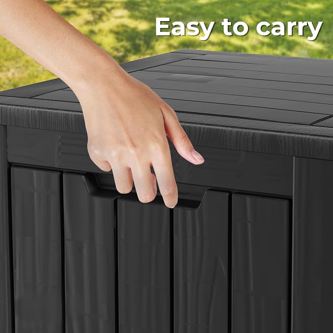 Outdoor Storage Box, 31 Gallon Deck Box Indoor and Outdoor Use, Waterproof Resin Storage Bin for Package Delivery, Patio Cushions, Gardening Tools, Lockable, UV Resistant, Black