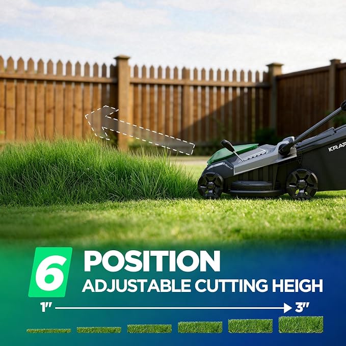 16" Electric Lawn Mower, 40V Cordless Lawn Mower with 2x5.0Ah Batteries & Charger, Brushless Motor, 2-in-1 Mulching & Bagging, 6-Position Height Adjustment, for Small Yards