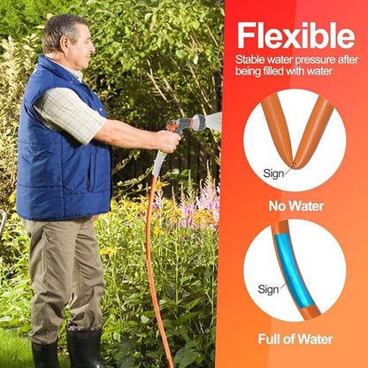 SPECILITE Garden Hose 75 ft x 3/4 in Heavy Duty, Flexible and Kink Resistant, All Weather Water Hose with 3/4" Solid Brass Fittings - for Backyard, Lawn, Car Washing & Outdoor Cleaning