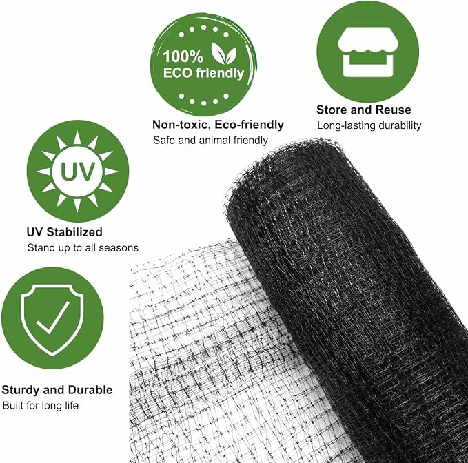 KLEWEE Bird Netting, 13 x 33 FT Heavy Duty Garden Netting Fine Mesh for Protect Fruit Trees, Plants and Vegetables from Birds, Deer, Squirrels and Other Animals
