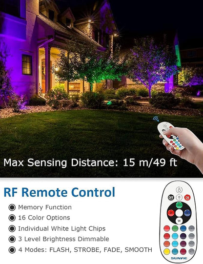 SUNVIE RGB Low Voltage Color Changing Landscape Lights Remote Control Waterproof LED Landscape Lighting for Yard Garden Pathway Holiday Christmas Decorations Outdoor Indoor, 2 Pack with Connector