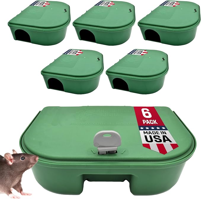 Exterminators Choice - 6 Pack Rat Bait Station Boxes with 1 Key - Heavy Duty Mouse Trap Holder - Great for Catching Rats and Mice - Pest Control - Durable and Discreet | Heavy Duty Mouse Trap Holder Great for Catching Rats and Mice Pest Control Durable...