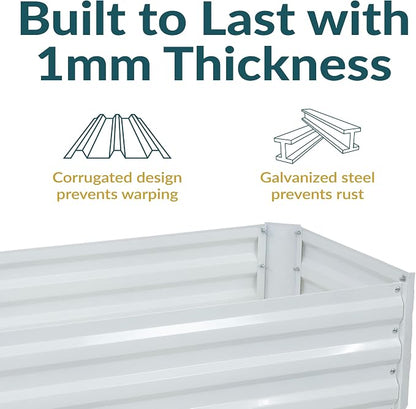 Sunnydaze Galvanized Raised Garden Bed - Outdoor Planter Box for Backyard or Patio - Steel Metal Raised Bed for Gardening Vegetables, Flowers, Herbs - 47 x 23 x 12 in - Ivory White - Rectangle