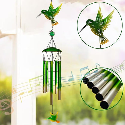 Hummingbird Wind Chimes, Outdoor Metal Wind Chimes Decor for Outside/Indoors, Home, Lawn, Porch, Patio, Gifts,Garden,Yard Decoration (Green Hummingbird)