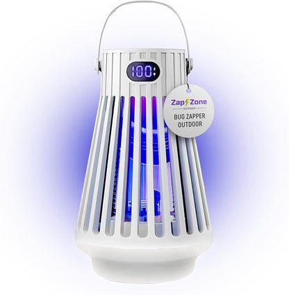 Zap Zone Defender Bug Zapper Outdoor Indoor, Rechargeable Mosquito Zapper with UV Light USB-C Electric Insect Trap Mosquito Repellent Outdoor Patio Camping Traps 3 Modes IPX5 Water Resistant Lantern