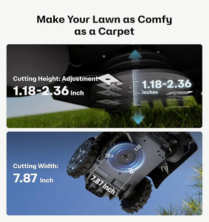 T1200Pro Robot Lawn Mower, RTK+Vision Wire-Free Automatic Robotic Mower for 0.37 Acre, AI Obstacle Avoidance, 1.18"-2.36" Adjustable Cutting Height, Unlimited Multi-Zone Mowing Robotic Mower
