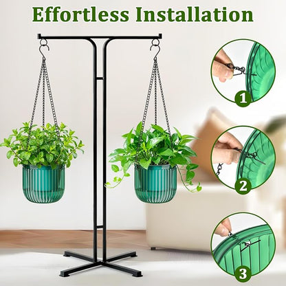 Halatool 2 Pack Self-Watering Hanging Planters for Indoor Plants, 6.5" & 8.3" Outdoor Flower Pots with Drainage Holes, Visible Water Level Indicator for Wall, Garden, Home Decor (Peacock Green)
