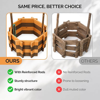 VINGLI Wooden Wishing Well Outdoor Planters, Well Covers for Yard with 2 Reinforced Rods, Height Adjustable Hanging Bucket, Rustic Flower Pot Decor for Outside Patio Garden (Two-Tone, 22" Width)