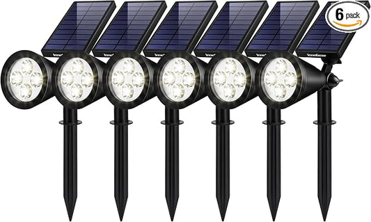 InnoGear Solar Lights Outdoor Waterproof Solar Garden Light for Outside Yard Landscape Lighting Pathway Spot Lights Spotlight Wall Light Auto On/Off, Pack of 6 (White)
