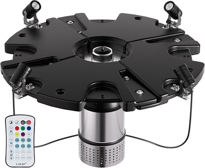FS01 110V, 1 HP, Large Pond Floating Fountain with LED RGB Lights, Oil Free Pump 13000 GPH with 100’ Cord, Two Spray Patterns Included