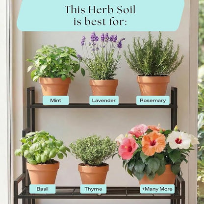 Rosy Soil Herb Mix, Organic Indoor and Outdoor Herb Potting Soil, 4 Quarts | Biochar, Worm Castings, Mycorrhizae Blend, Peat-Free, Fast Draining, for Basil, Cilantro, Lavender, Thyme, Mint, Rosemary