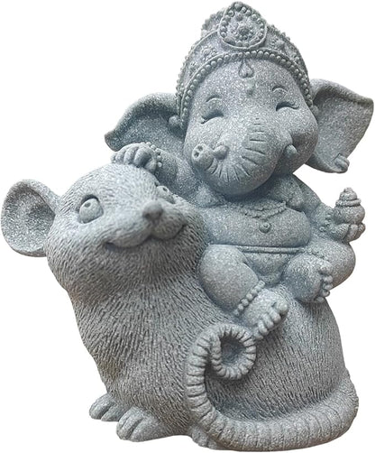 Small Elephant Statue Sandstone Figurine Hindu Meditation Buddha Sculpture for Fish Tank Aquarium Decoration (D)
